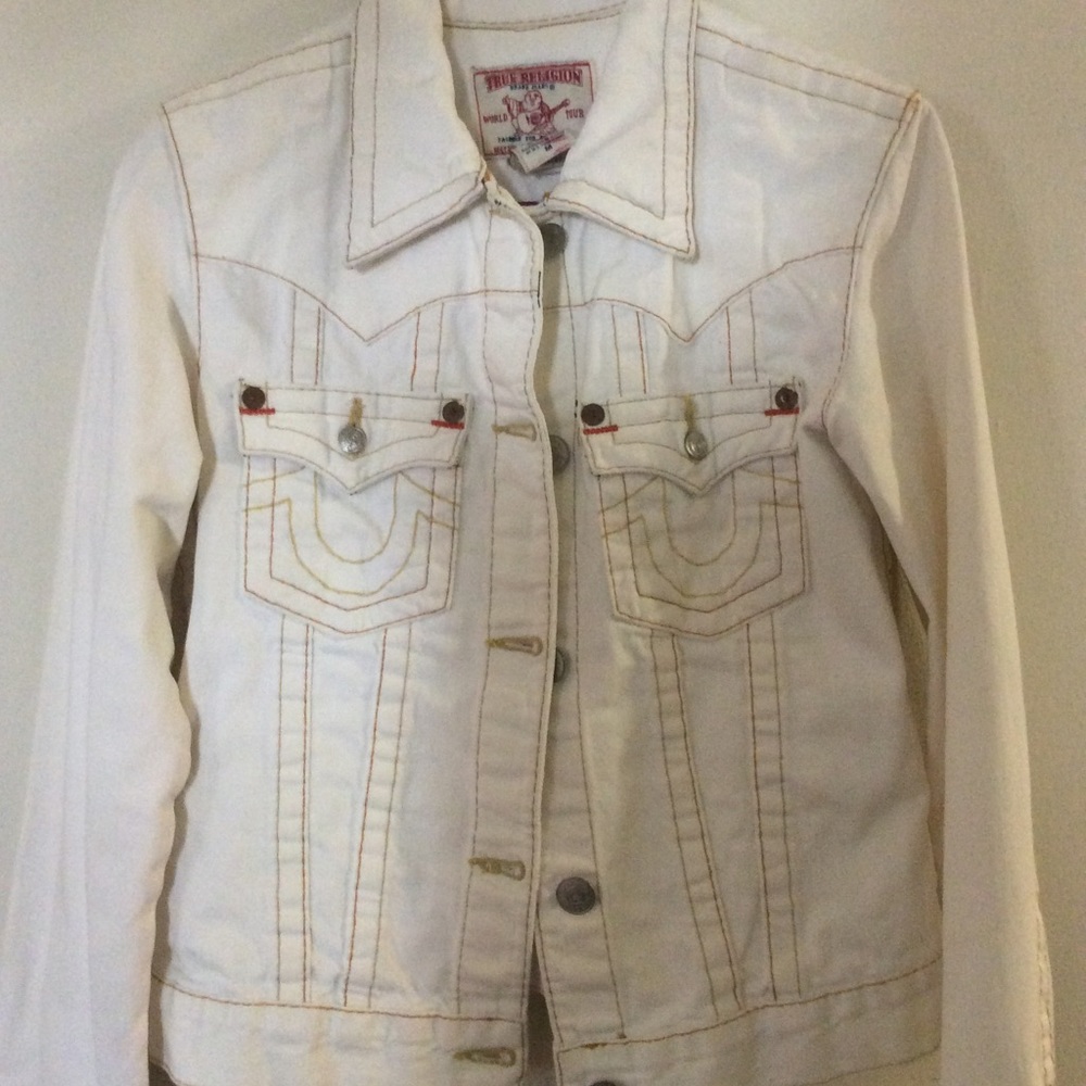 True religion white denim jacket